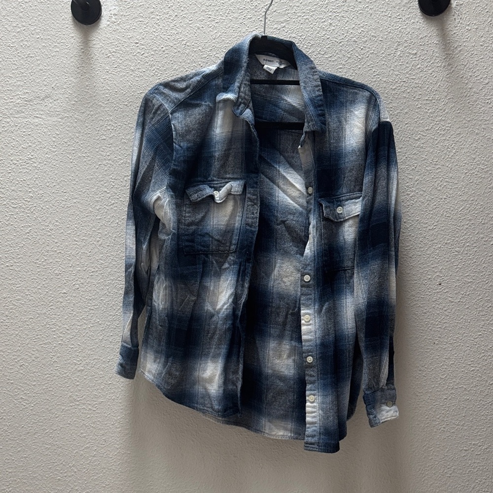 Old Navy Blue and White Checkered Shirt